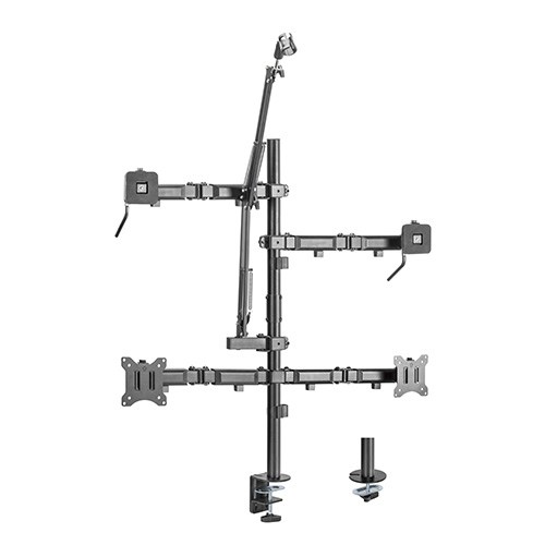 Brateck Dual-Monitor All-in-One Studio Setup Desktop Mount Fit17'-32' Weight Capacity Up to 9kg, Fit Curved Monitor (LS)