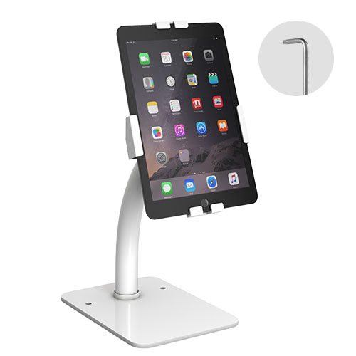 Brateck MPBT-PAD33-03 Universal Anti-Theft Tablet Countertop Fit most  7.9' to 11' Tablets - White 160x230x415mm, Anti-Theft Locking Screw (LS)