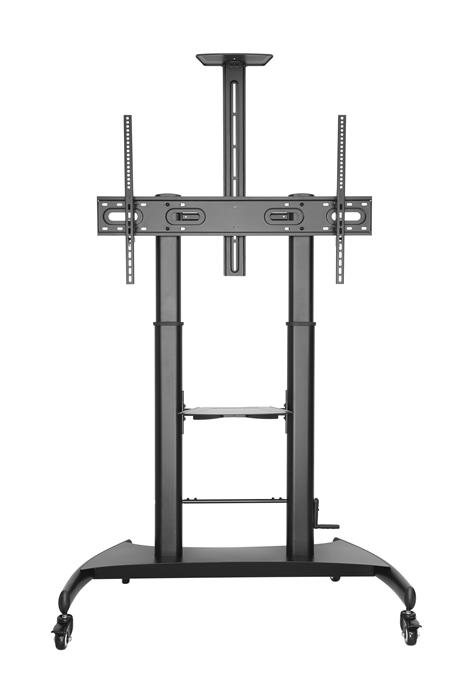 Brateck Large Screen Telescopic Height-Adjustable Steel TV Cart with Crank Handle Fit 60'-100' Up to 100kg- Matte Black （LS）