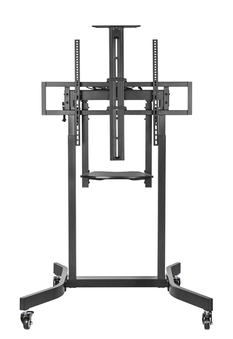 Brateck Deluxe Motorized Large TV Cart with Manual Tilt, Equipment Shelf and Camera Mount Fit 55'-100' Up to 120kg- Matte Black （LS）