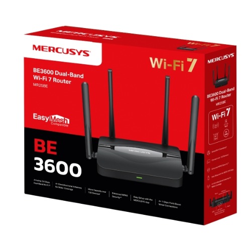 Mercusys MR25BE BE3600 Dual Band Wi-Fi 7 Router , 3.6 Gbps Mbps Dual-Band Speeds
