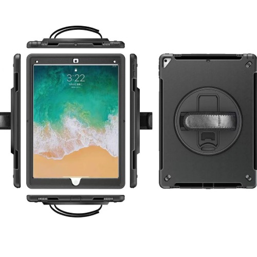 USP Rugged Apple iPad (10.2') (9th/8th/7th Gen) Case Black - Built-in-Kickstand, Hand & Shoulder Strap, DropProof, 5 Years Warranty
