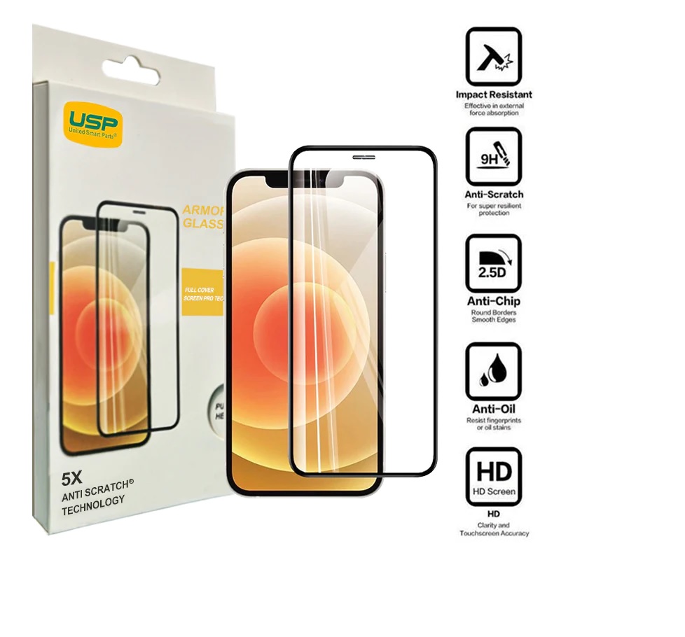 USP Apple iPhone SE (3rd & 2nd Gen)/ iPhone 8 / iPhone 7 (5.5') Armor Glass Full Cover Screen Protector - Impact-Resistant, Smooth Edges, 5 Years Warr