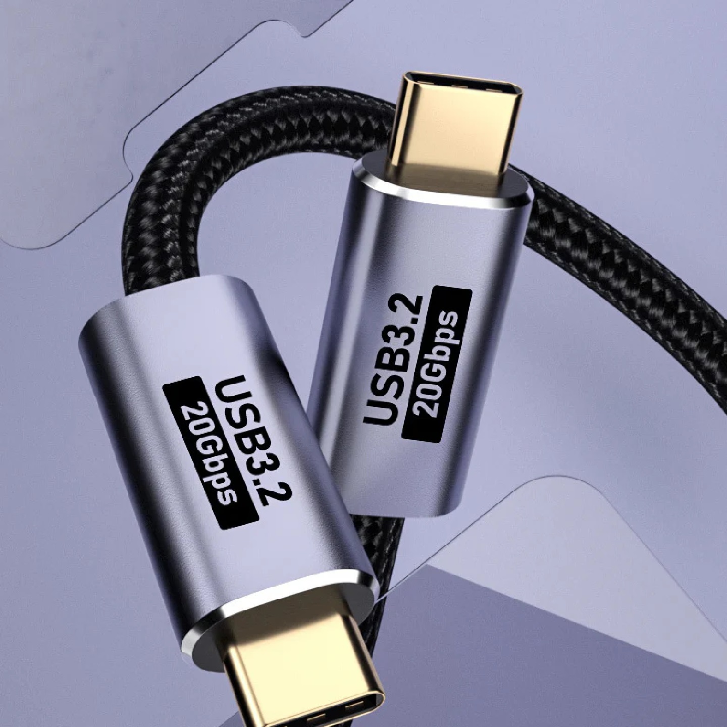 USP BoostUp Cafule Braided USB-C to USB-C (3.2 Gen 2x2) Charge & Video Cable (2M) - Black, 5A/100W PD, 20Gbps, 8K/60Hz, 5 Years Warranty
