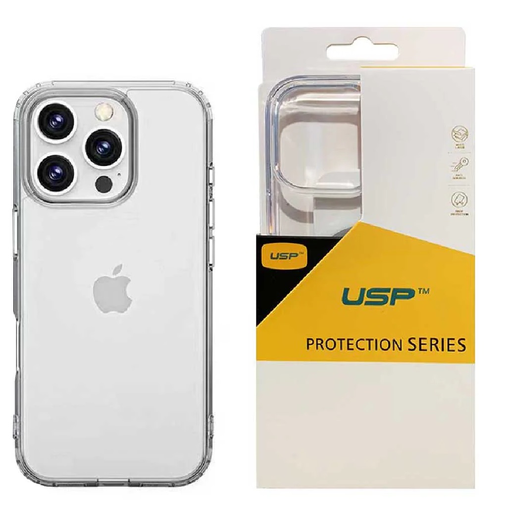 USP Apple iPhone 16 Pro (6.3') Clear Rock Shockproof Case -  Ultra-thin, Lightweight, Non-slip, Crystal Clear,Strong & Durable,  5 Years Warranty