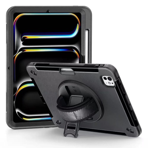 USP Rugged Apple iPad Pro (13') (M5/M4) (8th/7th Gen) Case Black - Built-in-Kickstand, Hand & Shoulder Strap, DropProof,  5 Years Warranty