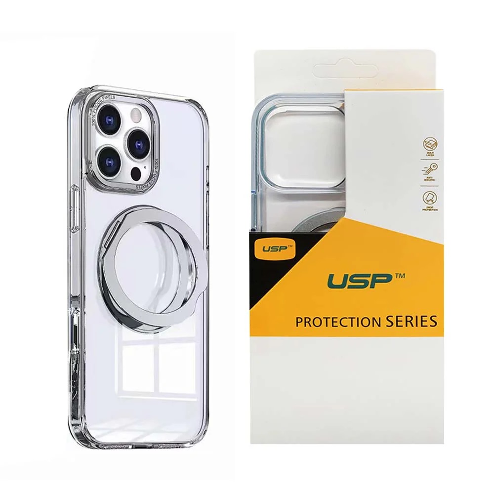 USP Apple  iPhone 17 (6.3') Clear Case with MagSafe - 360° Rotatable Ring-Stand,Scratch Resistant,Shockproof,5 Years Warranty