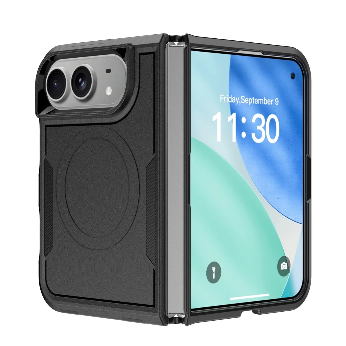USP Apple iPhone Duo (7.6') Black Armor Light Case with MagSafe - 360° Rotatable Ring-Stand, Scratch Resistant, 5 Years Warranty