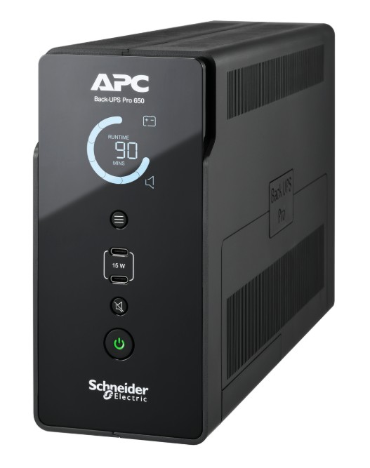 APC Back-UPS PRO 650VA/400W,6 IEC outlets, LCD interface, USB Charging ports,Tower, 230V,Lead-acid battery, Input IEC 60320 IEC 60309, 1.5m cable