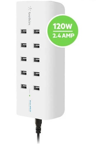 Belkin RockStar™ 10-Port USB-A Charging Station - White (B2B139au), Intelligent Charging,120W, Overcurrent protection, $5,000 CEW, 2 Years Warranty