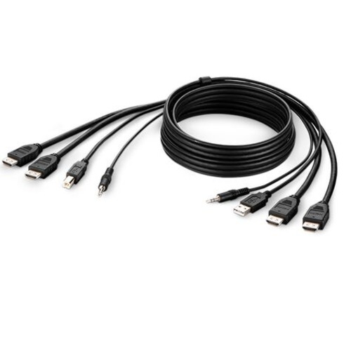 Belkin Cybersecurity and Secure KVM TAA DUAL HDMI/USB/AUD CBL, HDMI M/M; USB A/B, 10' - Black(F1DN2CCBL-HH10t), 3 Years Warranty