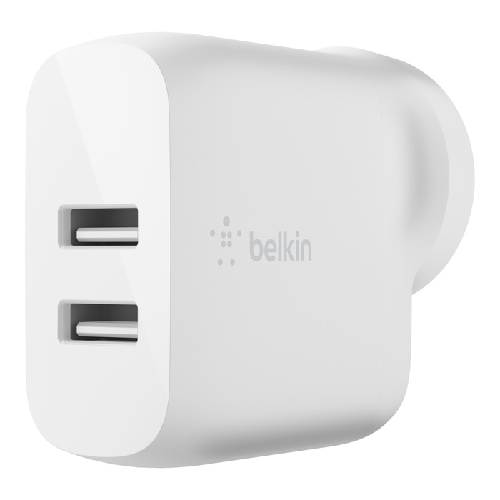 Belkin BoostCharge Dual USB-A Wall Charger 24W - White (WCB002auWH), 2xUSB-A (12W), 24W/4.8 amps, CEW $2500, 2 Years Warranty