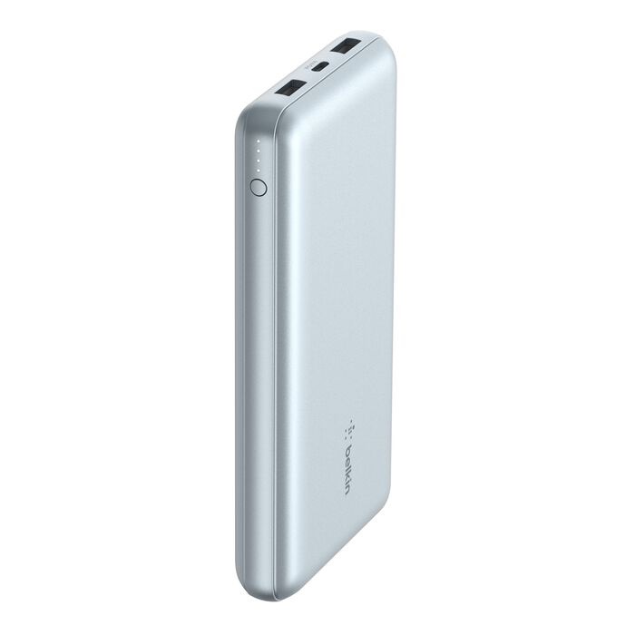 Belkin BoostCharge CCC-Certified 20k mAh Power Bank+USB-C to USB-A Cable(.15M)-Pearl Blue(BPB012btPB),2xUSB-A(12W),1xUSB-C(15W),$2500 CEW,2-Year WTY