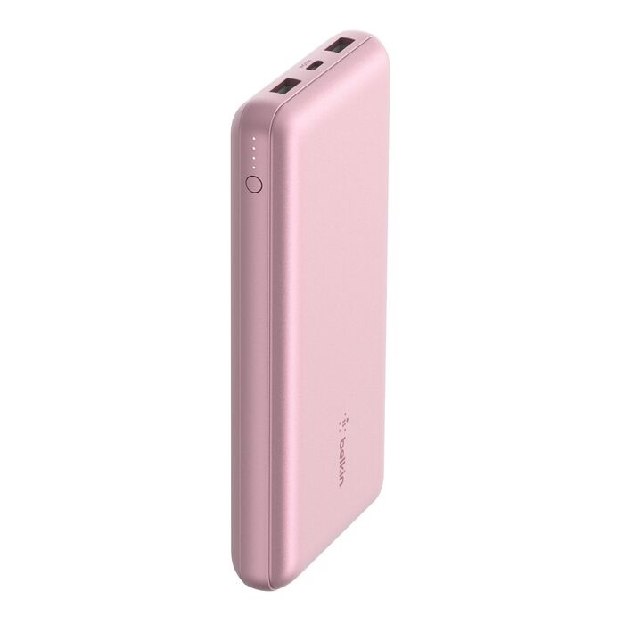 Belkin BoostCharge CCC-Certified 20k mAh Power Bank+USB-C to USB-A Cable(.15M)- Pink(BPB012btPKB),2xUSB-A(12W),1xUSB-C(15W),$2500 CEW,2-Year Warranty