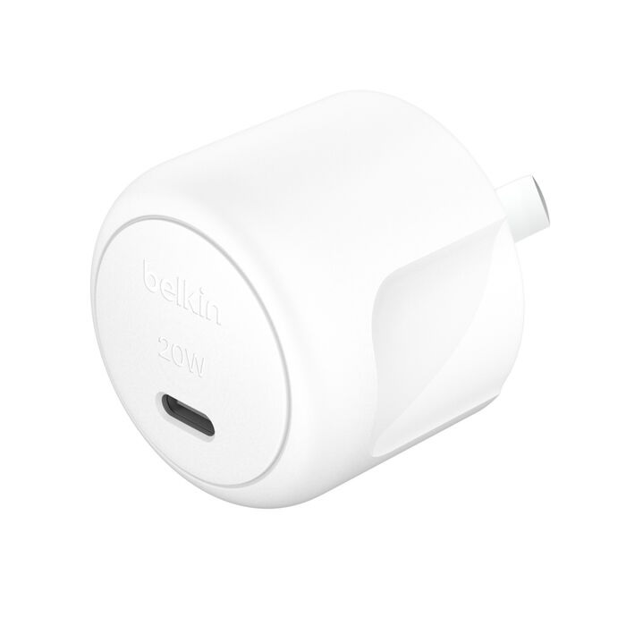 Belkin BoostCharge Compact 20W USB-C (PD 3.1) Wall Charger - White (WCA009auW), Compact & Travel-Ready, $2,500 CEW, 2 Years Warranty