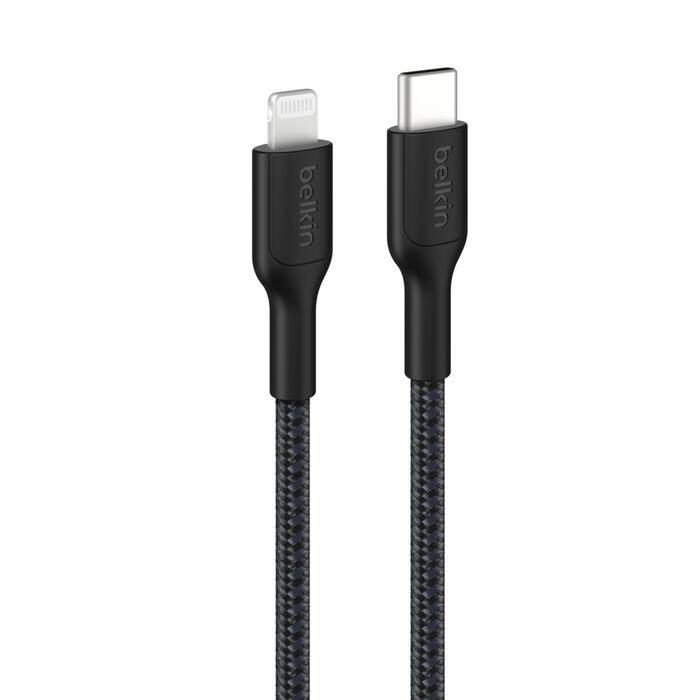 Belkin BoostCharge Pro Braided Lightning to USB-C Cable (1M) - Black (CAA022FQ1MBK),3A/15W, 480Mbps,350K+ Bends, MFI-Certified, 2 Years Warranty