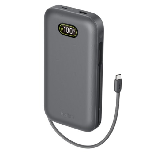 Belkin UltraCharge Pro Laptop Power Bank 27K with140W Integrated USB-C Cable(30cm) - Charcoal(BPB040fqCH),2xUSB-C,1xUSB-A,$2,500 CEW, 2 Years Warranty