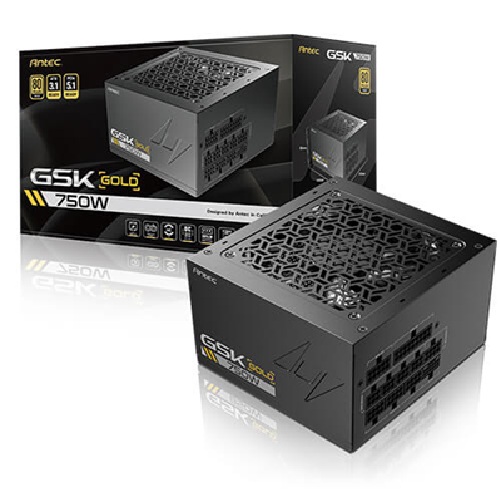 Antec GSK750 V2 80+ Gold Fully Modular, 750W, ATX 3.1, 140×150×86mm, 120mm fan, PCIE 5.1, 12VHPWR, OCP/OVP/UVP/SCP/OPP/OTP, 7Y warranty