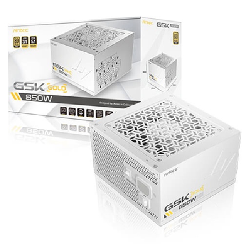 Antec GSK850 V2 WH 80+ Gold Fully Modular - WHITE, 850W, ATX 3.1, 140×150×86mm, 120mm fan, PCIE 5.1, 12VHPWR, OCP/OVP/UVP/SCP/OTP, 7Y warranty.
