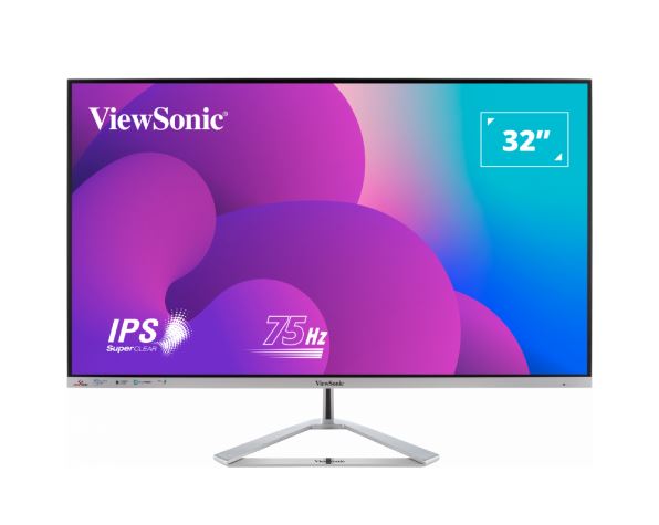 ViewSonic 32' Office Professional Stylish Elegant & Ultra Thin bezel, SuperClear IPS  4ms, FHD,HDMI,DP,VGA,Speakers,Low Energy 26w,V100,Monitor,3YARW
