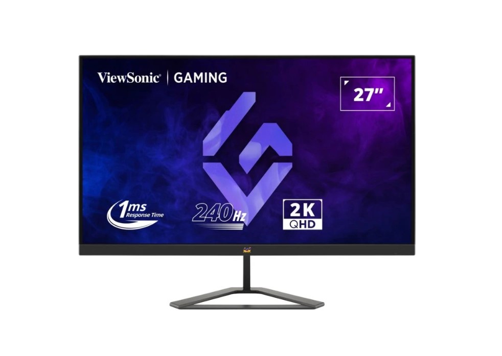 ViewSonic 27' 2K 240hz 1ms IPS, SuperClear, 2x HDMI 2.1, 1x DP 1.4, 3.5mm Audio Out. VESA 100x100. Tilt. Gaming Monitor (No Speakers),  3ARW