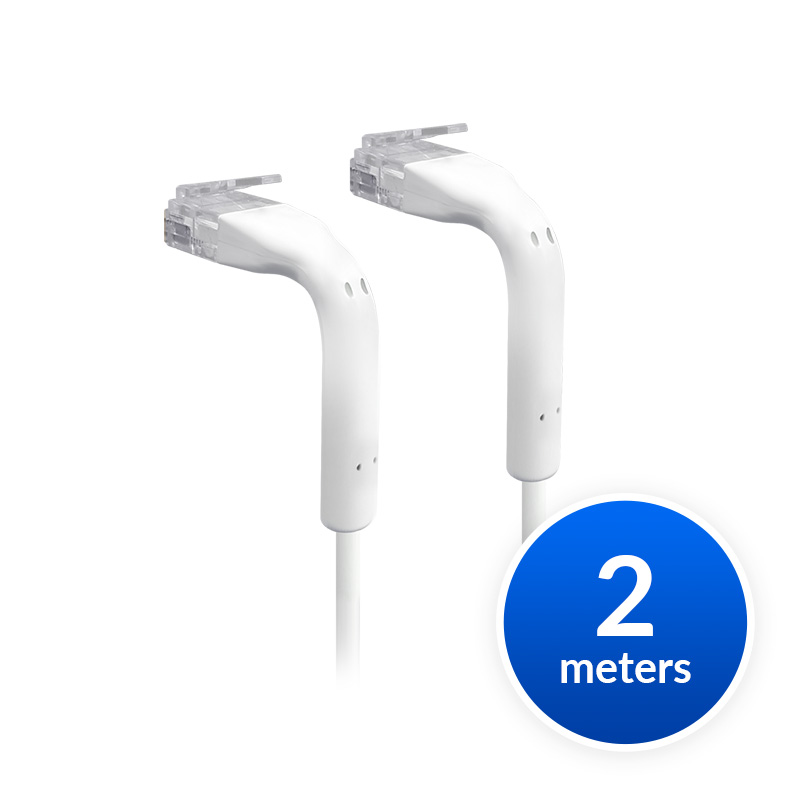 Ubiquiti UniFi Patch Cable Single Unit, 2m, White, End Bendable to 90 Degree, RJ45 Ethernet Cable, Cat6, Ultra-Thin 3mm Diamete