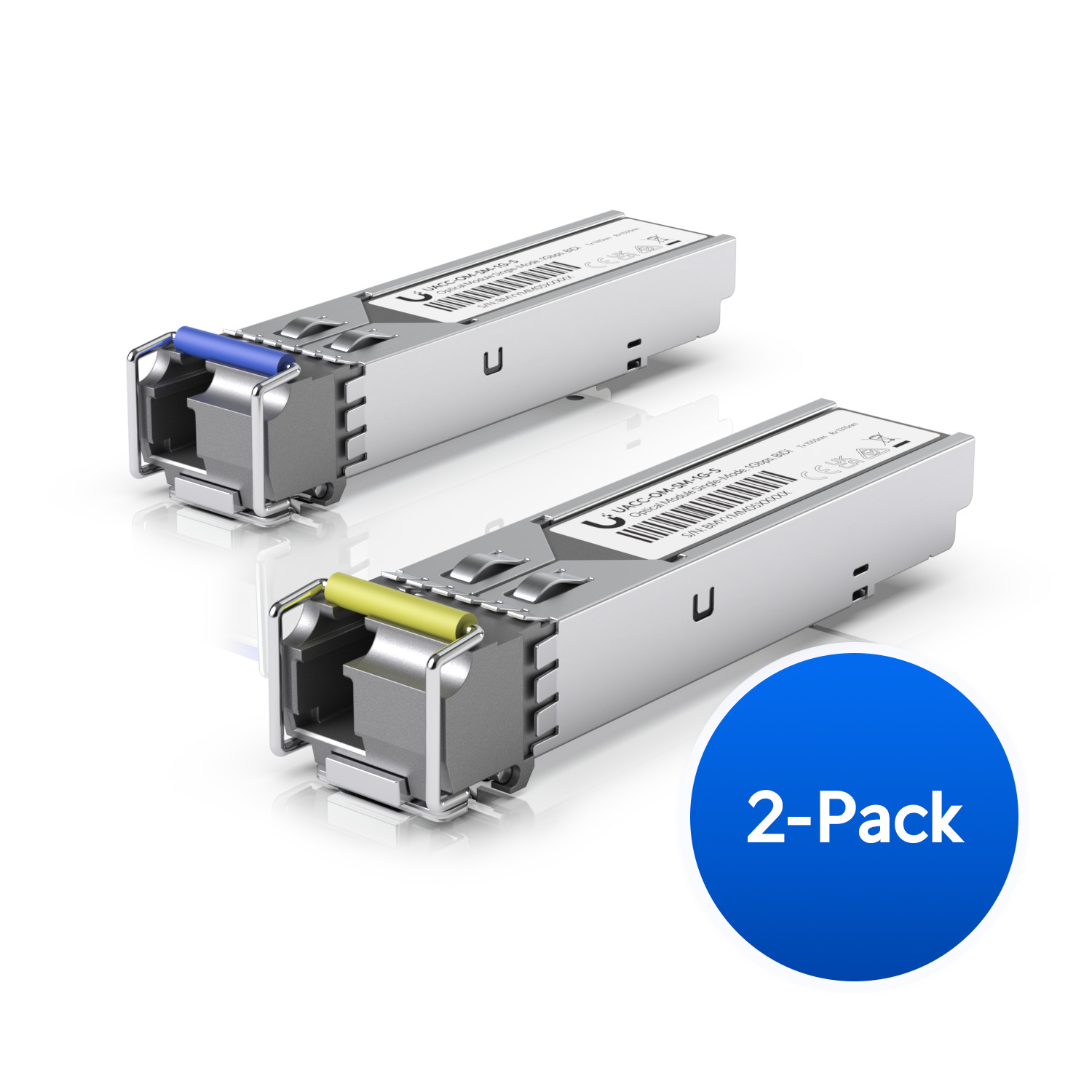 Ubiquiti UFiber1 Gbps Bidirectional Single-Mode SFP Module, 2-Pack, Up 3km Distance, Simplex LC Connector, No Fiber Cable