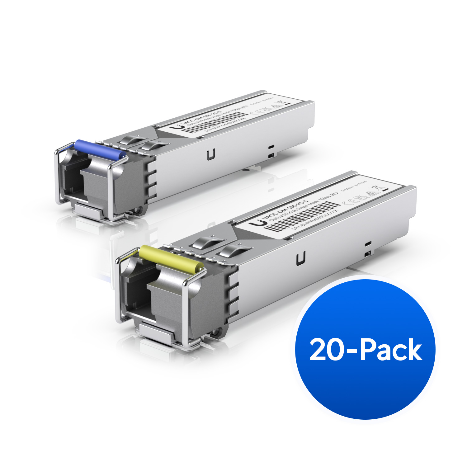 Ubiquiti UFiber1 Gbps Bidirectional Single-Mode SFP Module, 20-Pack, Up 3km Distance,Simplex LC Connector, Fiber Cable Not Include