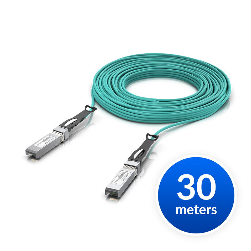 Ubiquiti 25 Gbps Long-Range DAC, Long-range SFP28, 30m Length, Support 25/10/1 Gbps, PVC Cable Jacket, Aqua Color