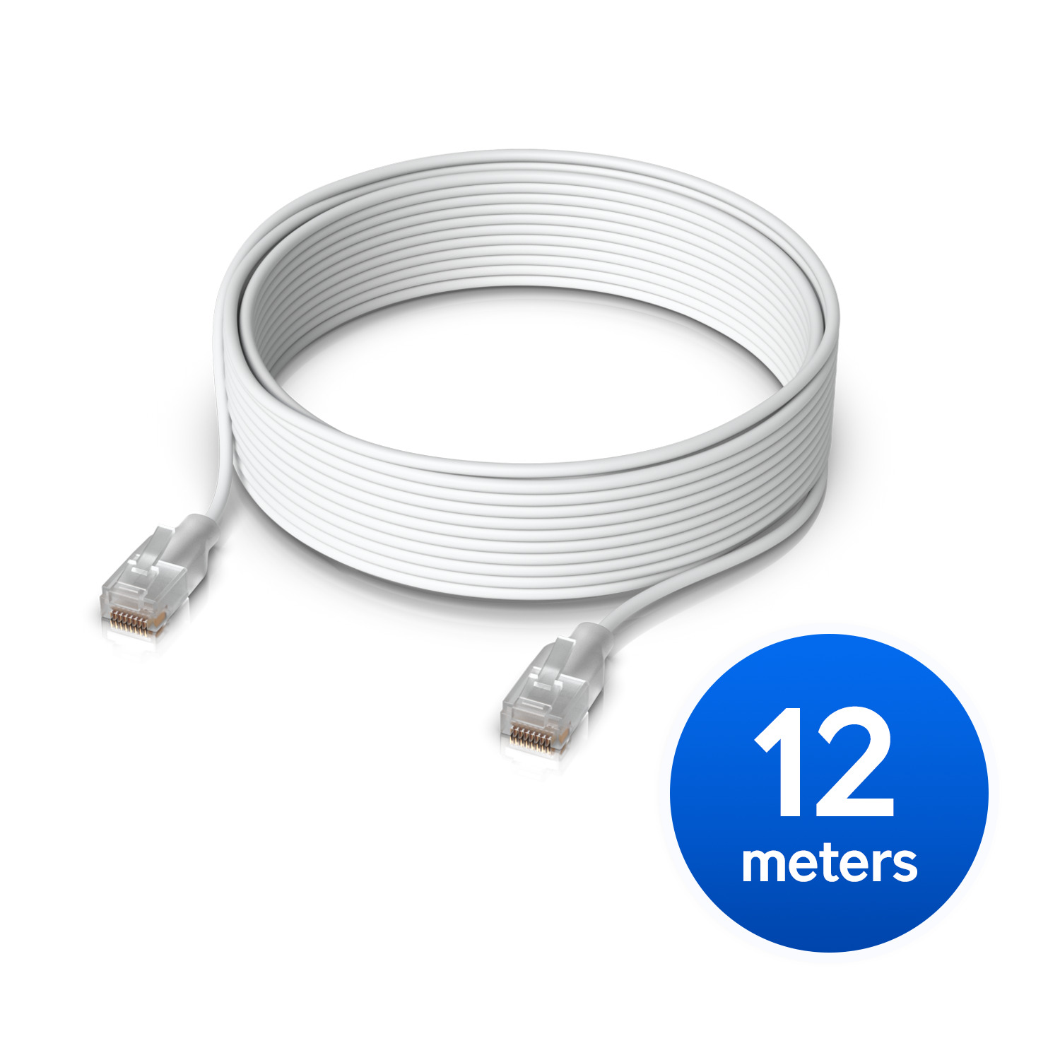 Ubiquiti UniFi Etherlighting Patch Cable, Length 12m, White, Nano-Thin Patch Cable With 10 GbE Support, Designed To Showcase EtherlightingEffects.