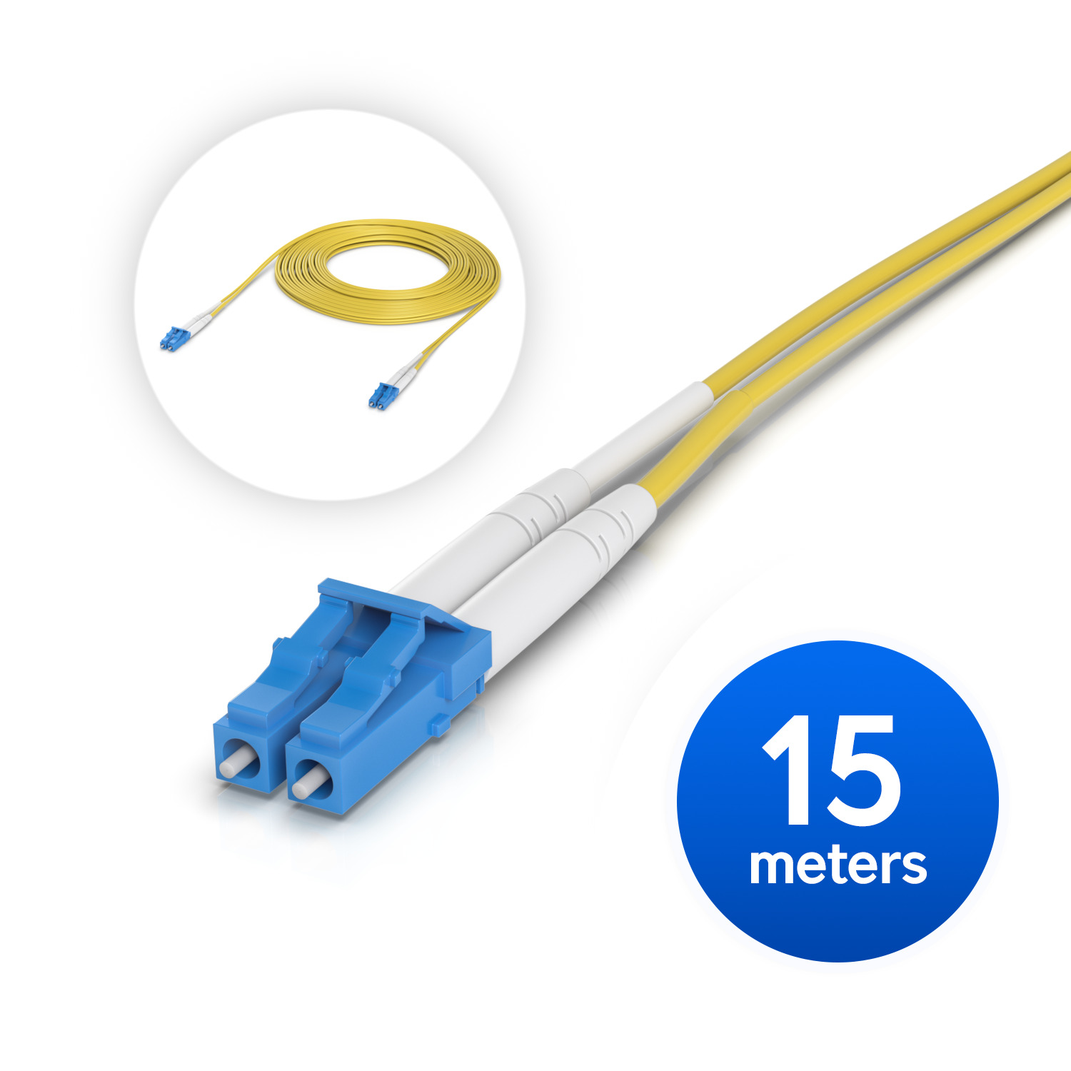 Ubiquiti OS2 Duplex LC UPC Fiber Patch Cable, Length 15M, Lightweight Fiber Patch Cable For Up To 100G Connections,