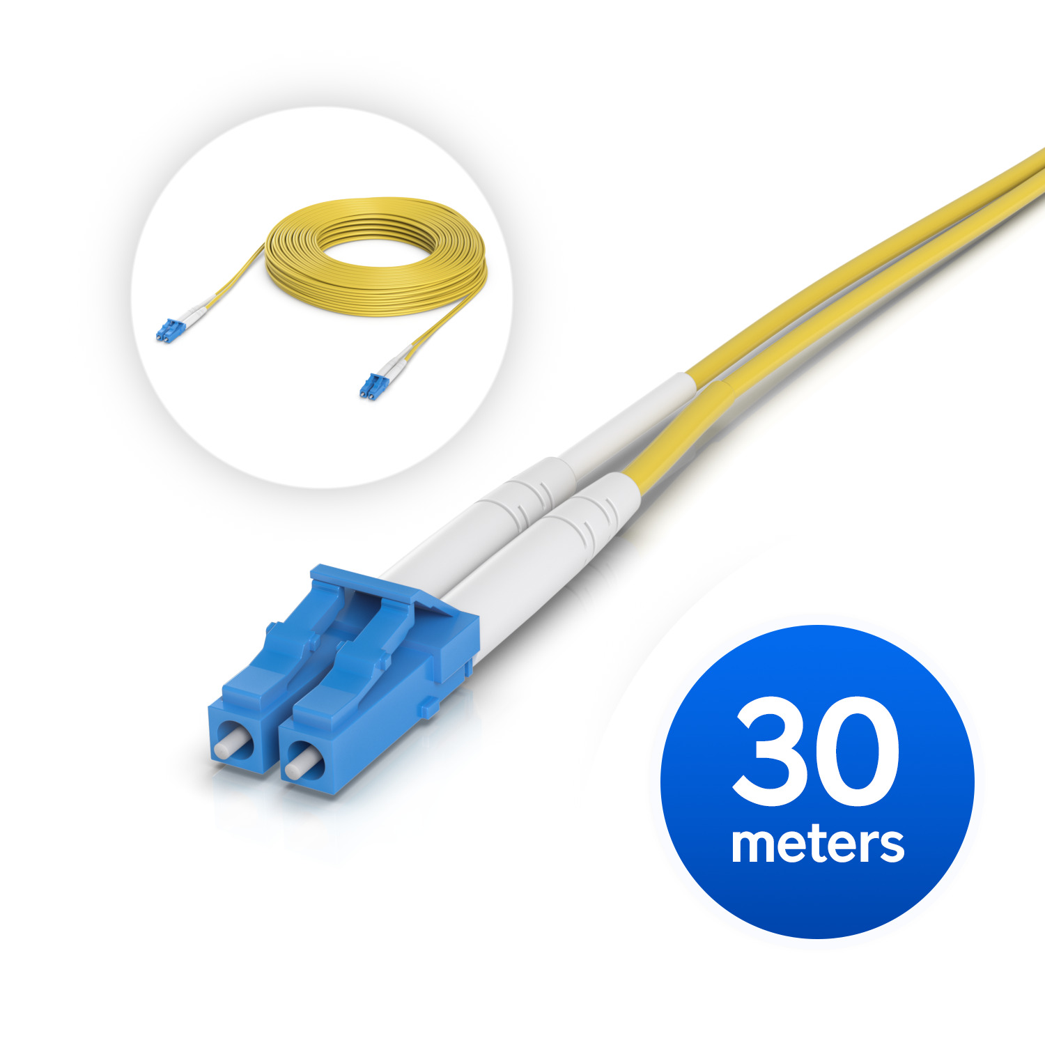 Ubiquiti OS2 Duplex LC UPC Fiber Patch Cable, Length 30M, Lightweight Fiber Patch Cable For Up To 100G Connections,