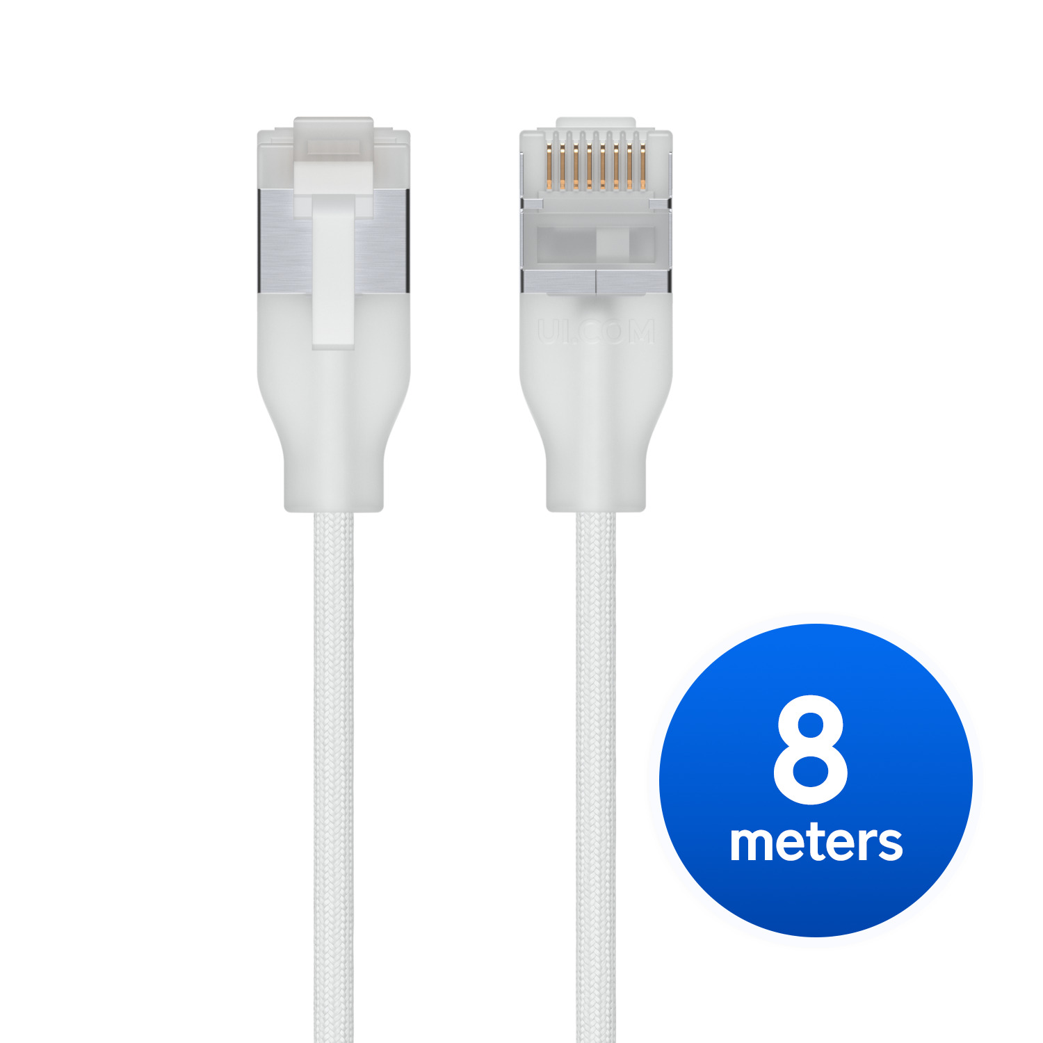 Ubiquiti UniFi Premium Patch Cable, 8M, White, Ultra-thin Braided Patch Cable, Designed And Optimized For 10 GbE Networking.