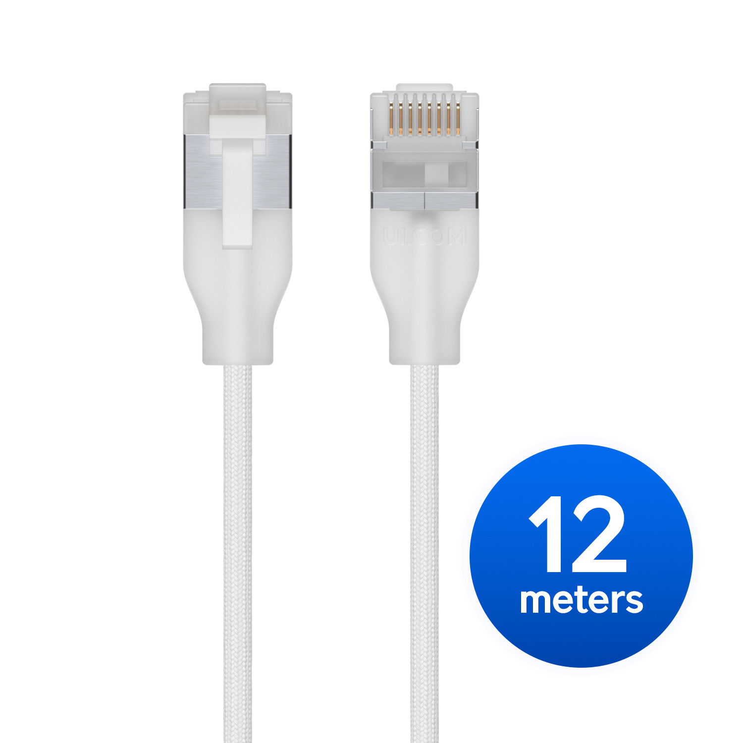 Ubiquiti UniFi Premium Patch Cable, 12M, White, Ultra-thin Braided Patch Cable, Designed And Optimized For 10 GbE Networking.
