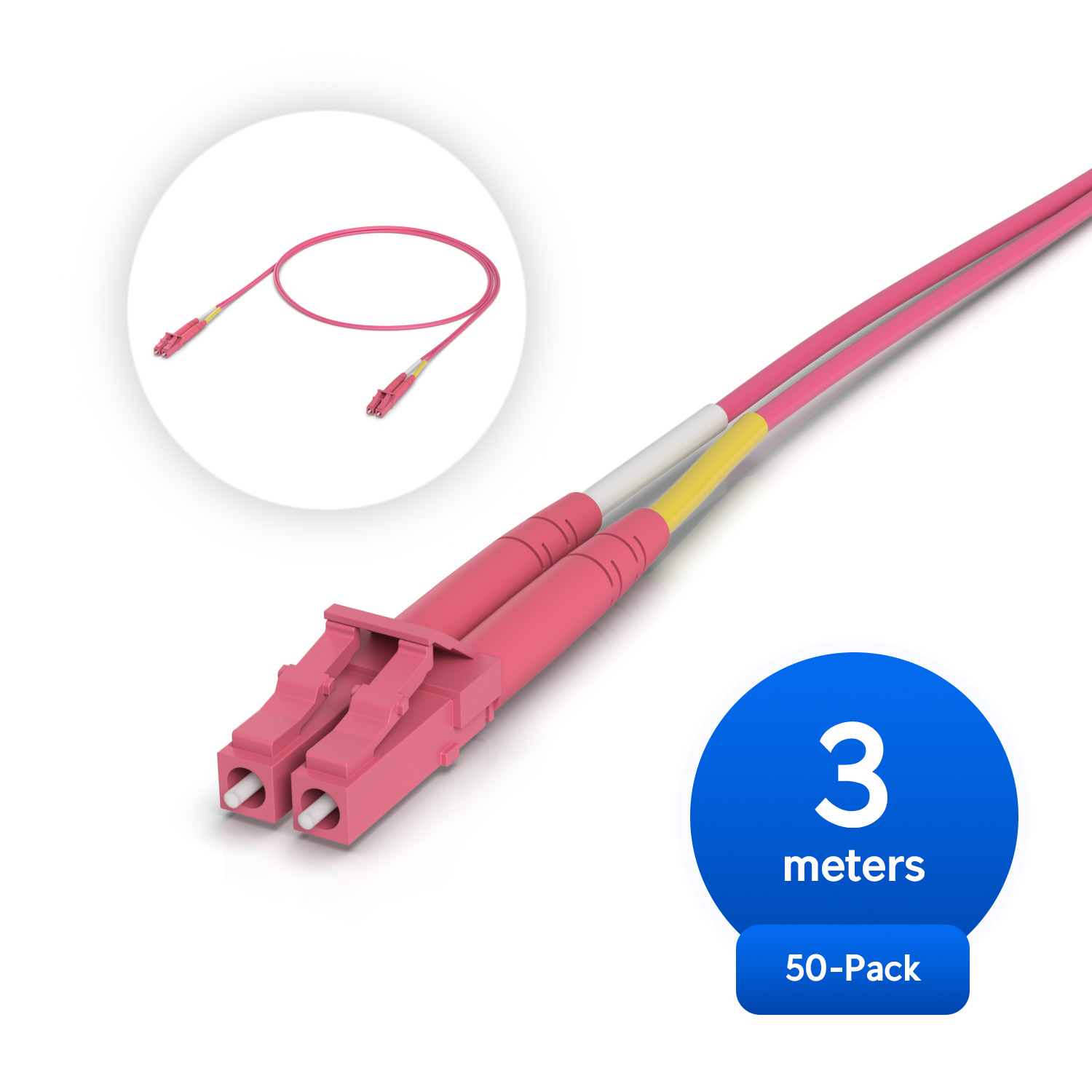 Ubiquiti OM4 Duplex LC UPC Fiber Patch Cable, Indoor OM4 multi-mode fiber patch cable with duplex LC UPC connectors, 50 Pack