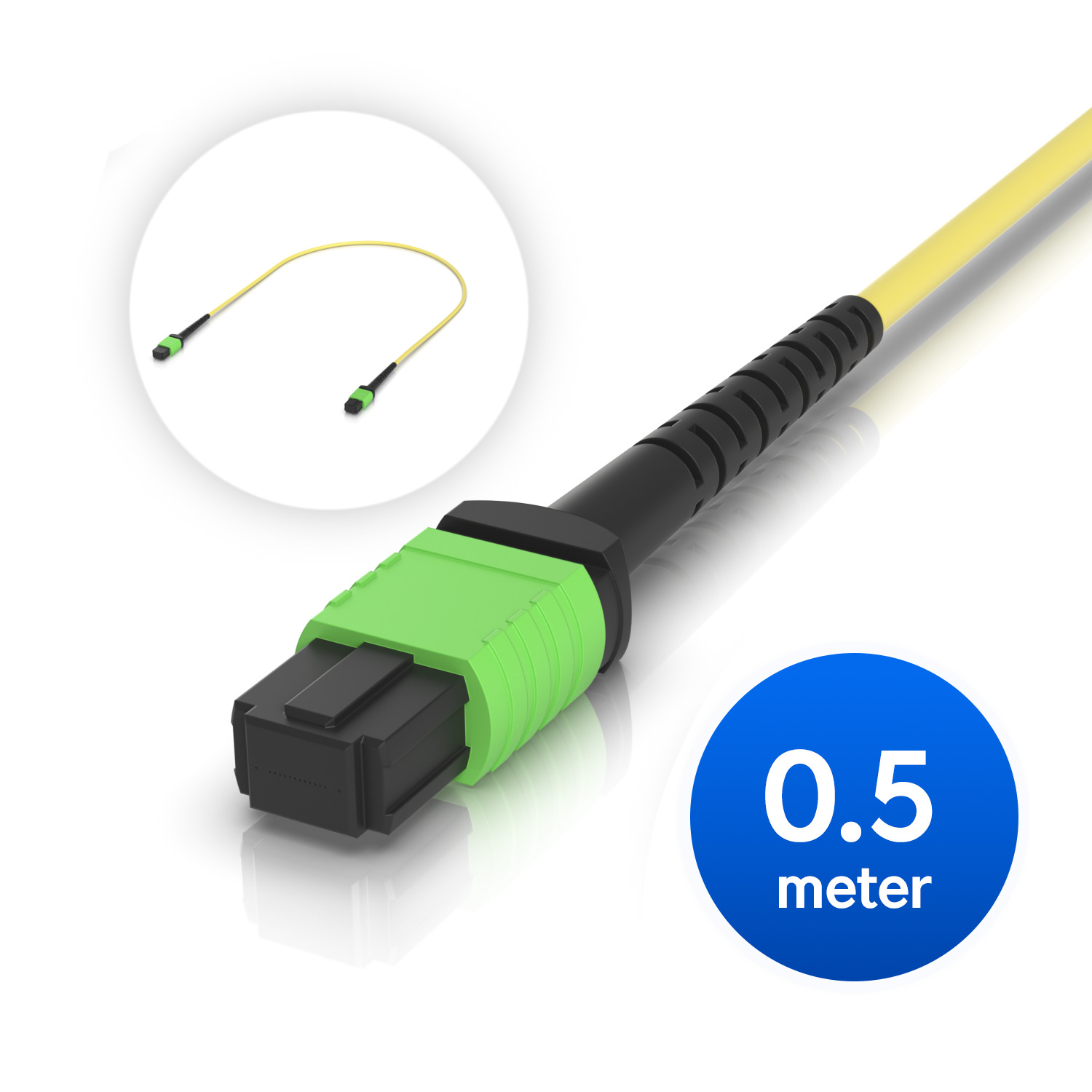 Ubiquiti OS2 MPO-12 APC Fiber Patch Cable, 0.5 m, Single-pack, Indoor OS2 Single-mode,MPO-12 Type B APC Connectors, For 100G Applications