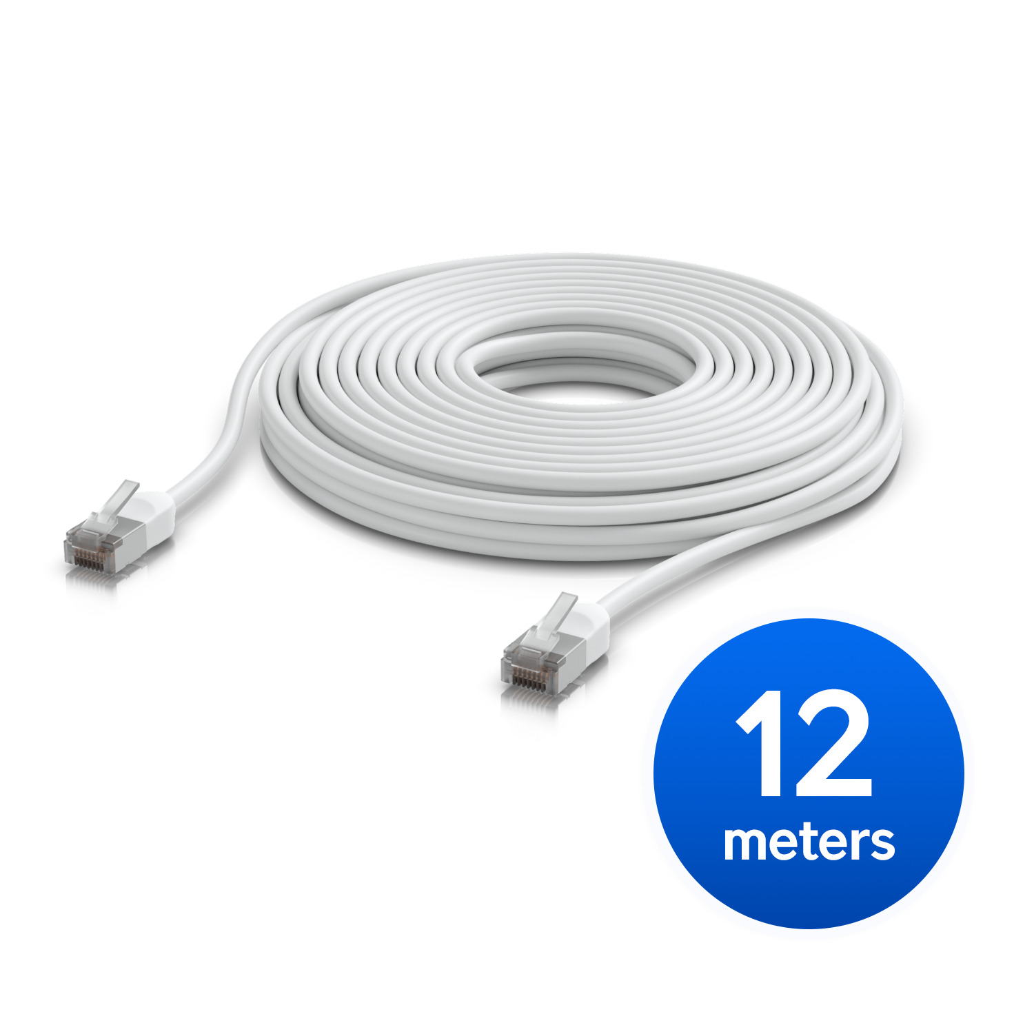 Ubiquiti UniFi Premium Patch Cable Outdoor, 12M, White, Ultra-thin, Rugged, Shielded Patch, Designed &Optimized, For 10 GbE Networking