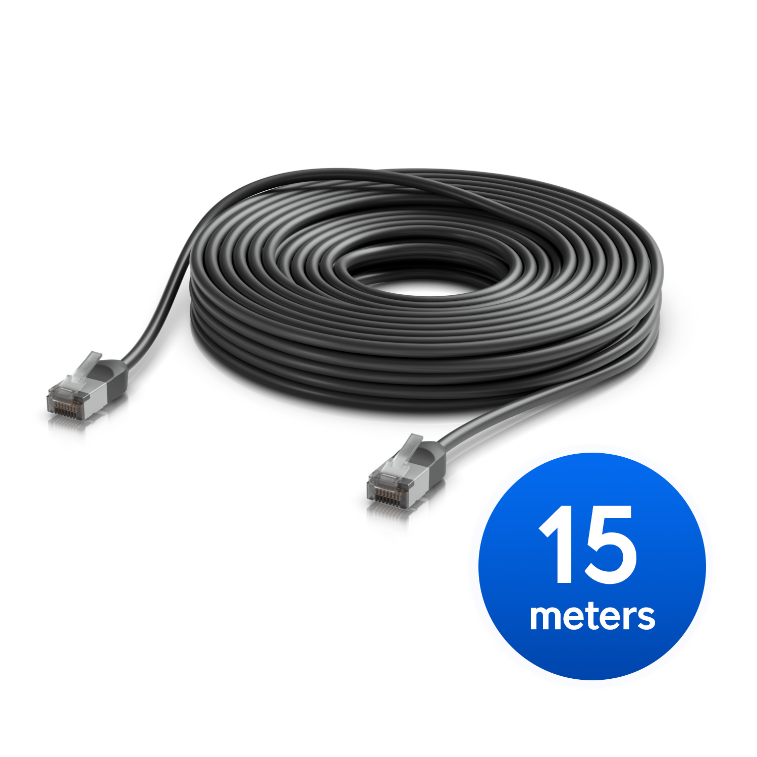 Ubiquiti UniFi Premium Patch Cable Outdoor, 15M,Black,Ultra-Thin, Rugged, Shielded Patch, Optimized, Perform Harshest Environments ,10 GbE networking.