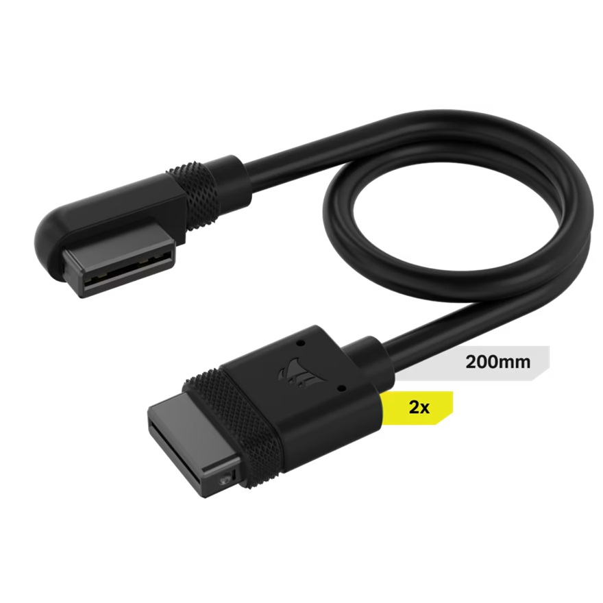 Corsair iCUE LINK Cable, 2x 200mm with Straight/Slim 90° connectors, Black(LS)