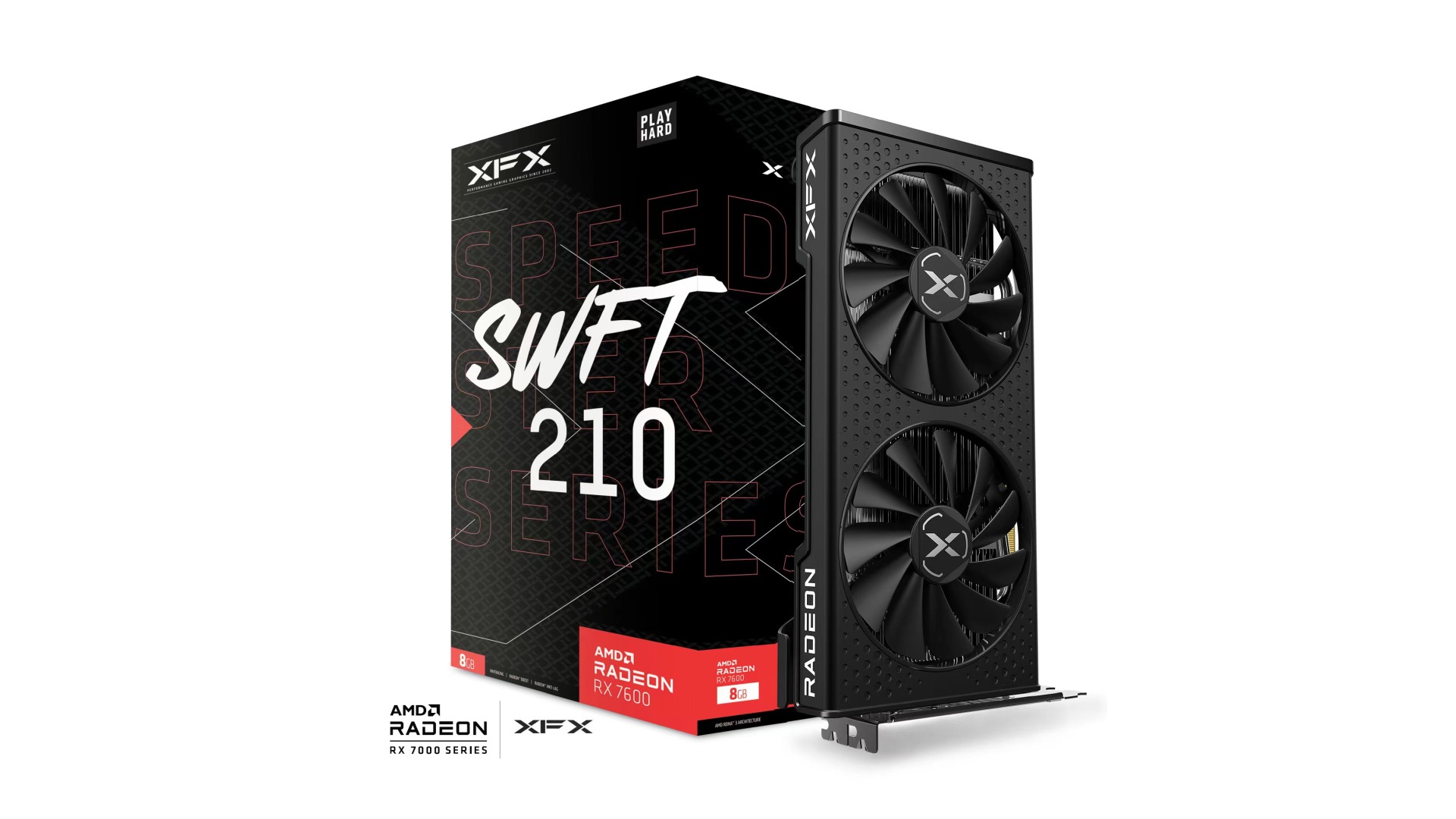 XFX Speedster SWFT210 AMD Radeon RX 7600 Core Gaming Graphics Card with 8GB GDDR6 HDMI 3xDP, AMD RDNA™ 3  (RX-76PSWFTFY)