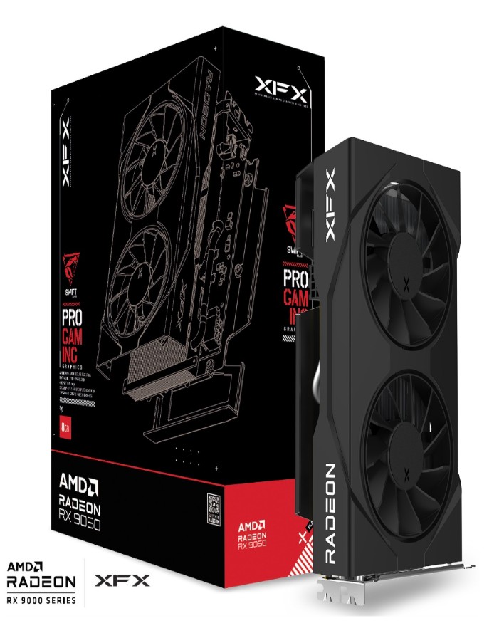 XFX Swift AMD Radeon RX 9050 Gaming Edition with 8GB GDDR6 HDMI 2xDP, AMD RDNA™ 4 (RX-95SWFT8BE)
