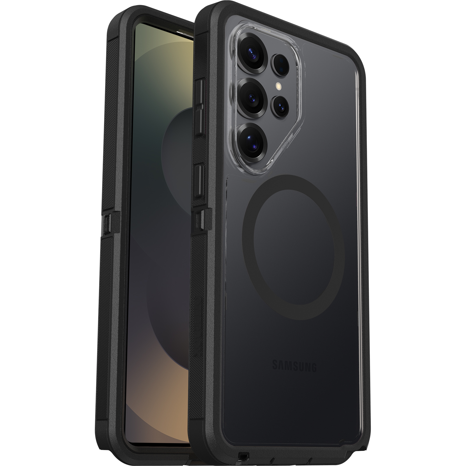 OtterBox Defender Pro XT Clear Samsung Galaxy S26 Ultra 5G (6.9') Case Dark Side (Clear/Black) - No Retail Packaging - (77-99911), 7 Years Warranty