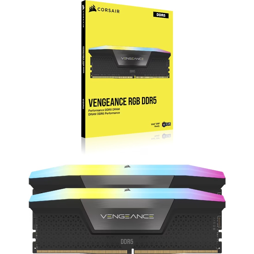 Corsair Vengeance RGB 64GB (2x32GB), DDR5-6000, CL40, 1.35V, XMP 3.0, RGB, UDIMM, Aluminum Heatspreader, Intel 700/800 Series compatible