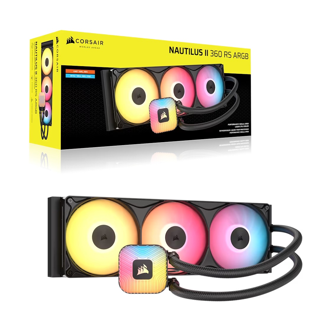 Corsair NAUTILUS II 360 RS ARGB Liquid CPU Cooler - Black, 360mm Rad, FlowDrive 2S Pump,  Fits AMD® AM5/AM4 & Intel® LGA 1851/1700
