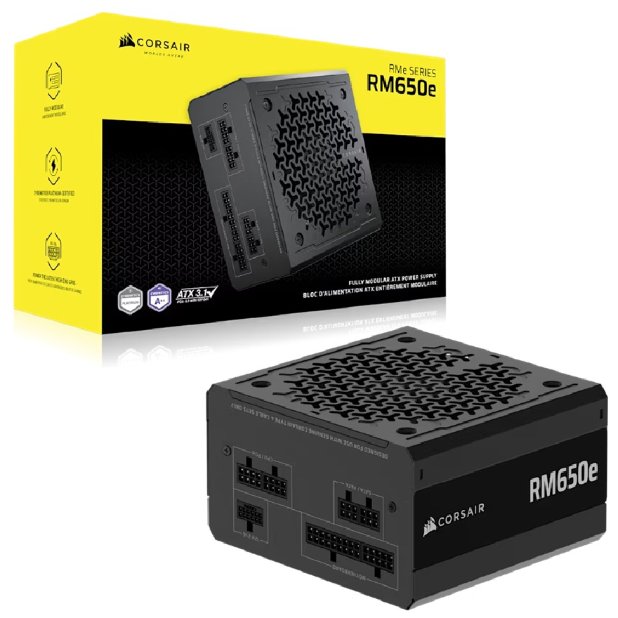 Corsair RMe Series RM650e Fully Modular Cybenetics Gold ATX 3.1 Power Supply