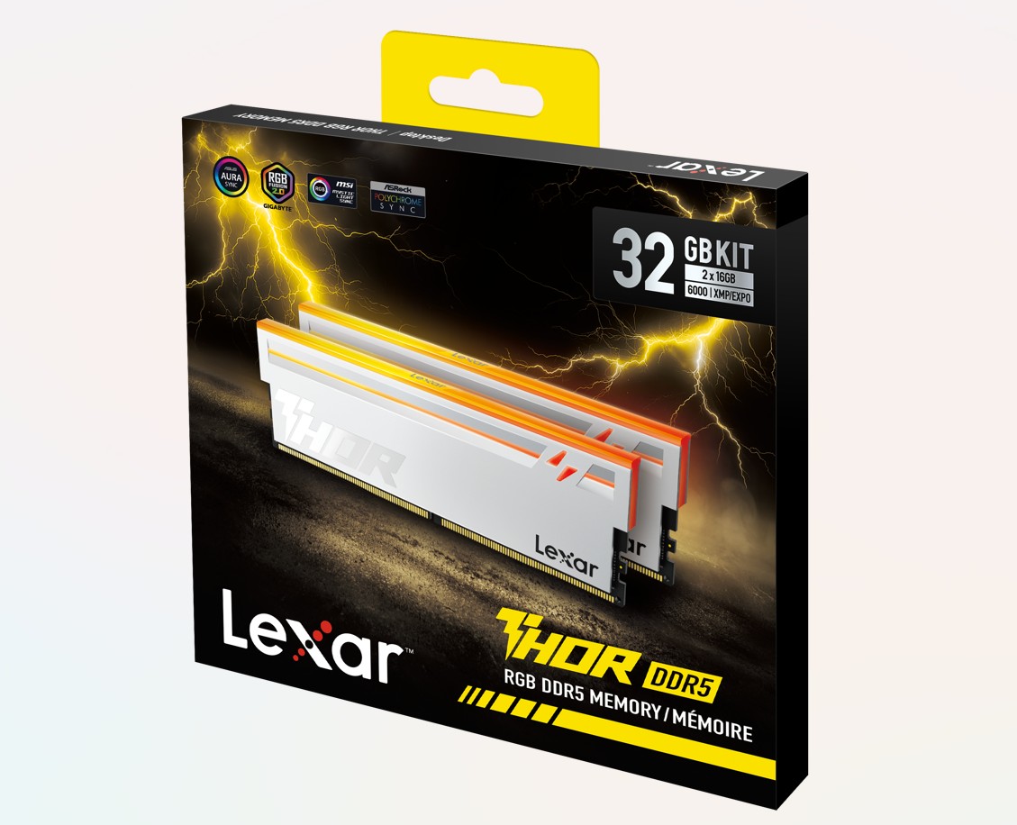 Lexar LD5U16G60C38SV-RGD DDR5 UDIMM 32 GB Kit (2  x 16GB) 6000 MT/s 1.35V CL38 THOR RGB G2 SILVER GLOBAL DUAL INTEL XMP 3.0 & AMD EXPO