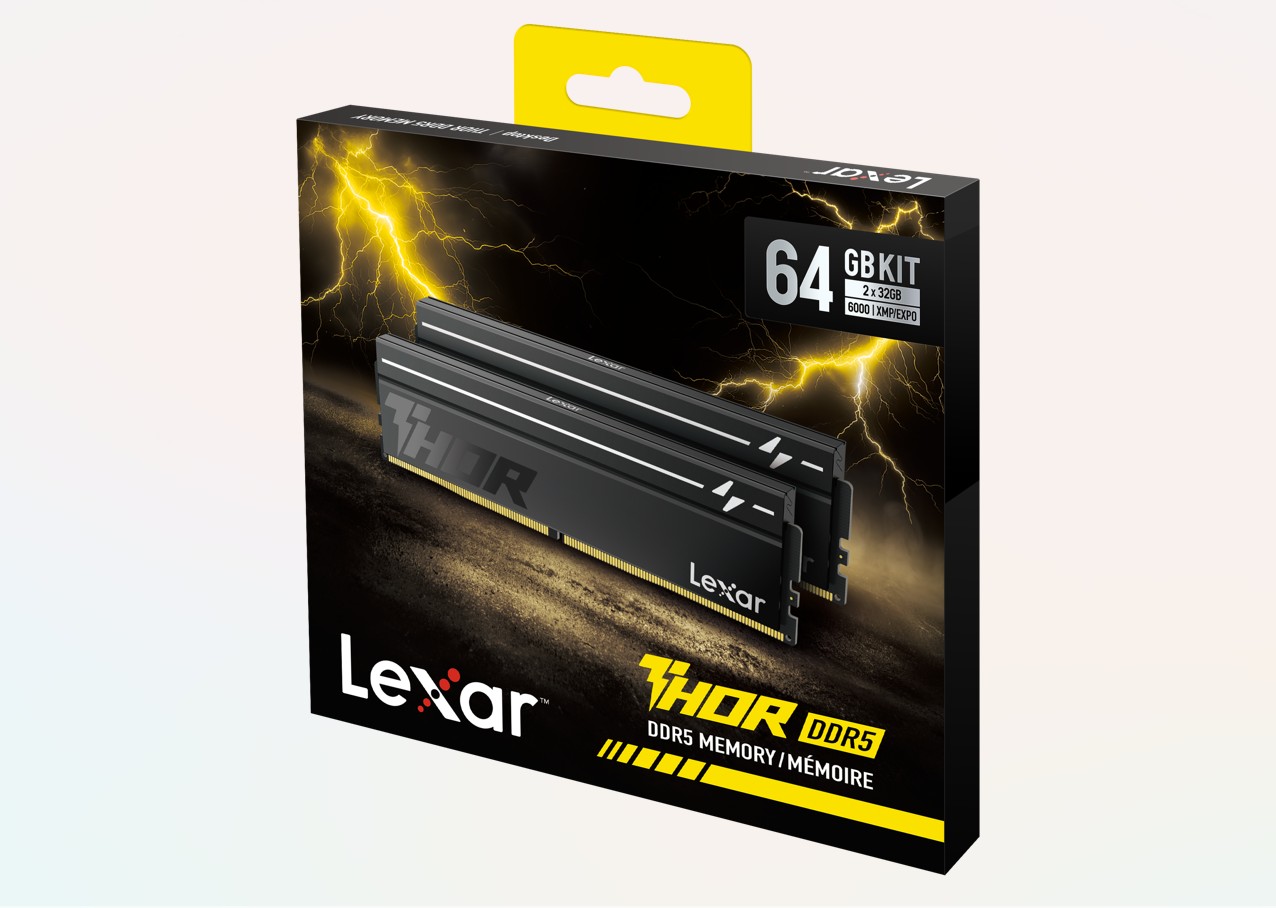 Lexar LD5U32G60C400V-RGD DDR5 UDIMM 64GB Kit (2 x 32GB) 6000 MT/s 1.35V CL40 THOR G2 OC HEATSINK BLACK GLOBAL INTEL XMP 3.0 & AMD EXPO