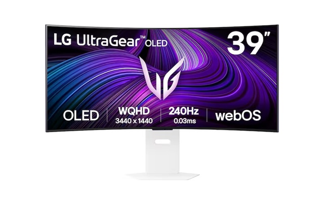 LG 39' UltraGear OLED 240Hz WQHD Curved Smart Gaming Monitor, 3440×1440, 0.03ms, 800R, DCI-P3 98.5%, HDR10, G-SYNC, FreeSync Premium, USB-C, 65W