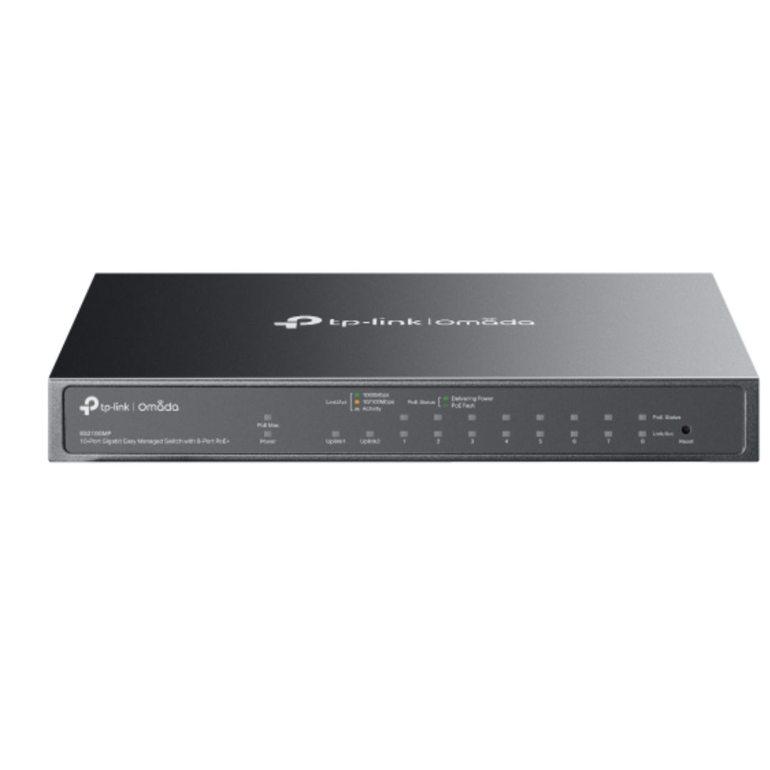 (CH)TP-Link ES210GMP Omada 10-Port Gigabit Easy Managed Switch with 8-Port PoE+,  Flow Control, Loopback Detection, Port Isolation, Port Mirroring, LA
