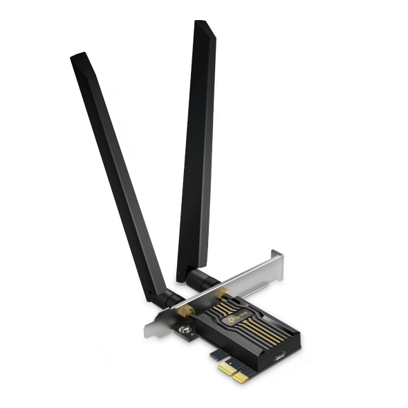 TP-Link Archer TBE552E BE9300 Wi-Fi 7 Bluetooth 5.4 PCIe Adapter, 5760 Mbps at 6 GHz + 2880 Mbps at 5 GHz + 688 Mbps at 2.4 GHz, 2× High Gain Tri-Band